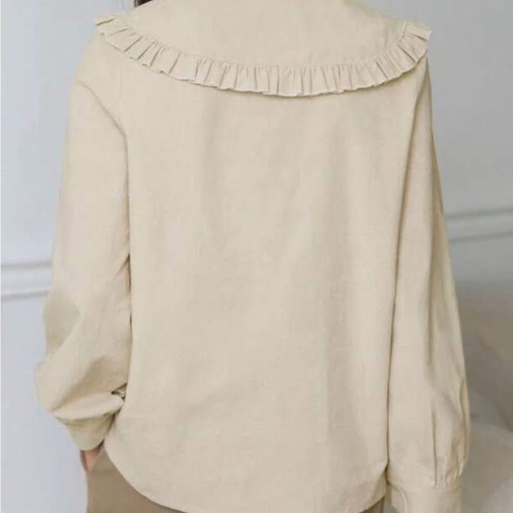 Beige Ruffle Collar Blouse - Picture 2 of 2